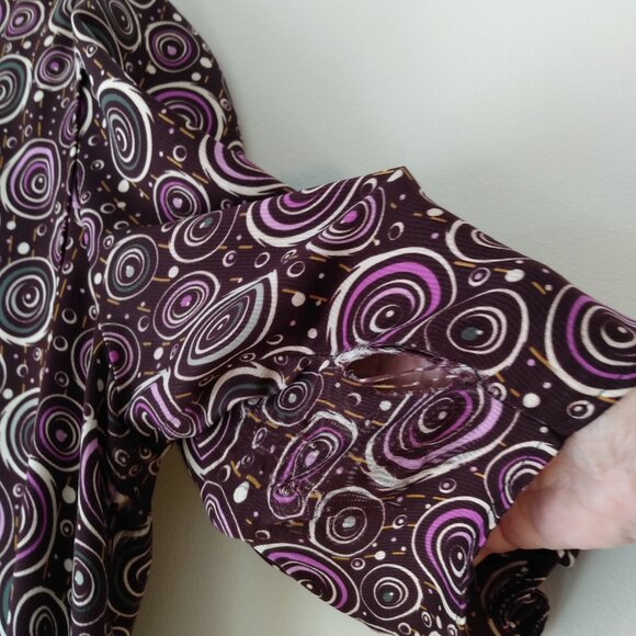 Handmade Mennonite Cape Dress 40"B 37"W Brown Purple Swirl AS IS - Picture 3 of 10